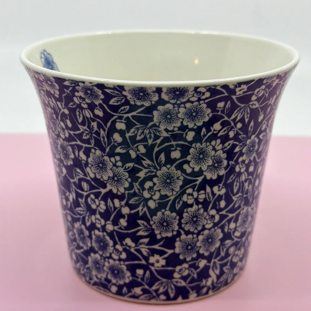 Pier 1 Imports Blue White Calico Floral Fine China Mug Coffee Tea Cup - Picture 9 of 9